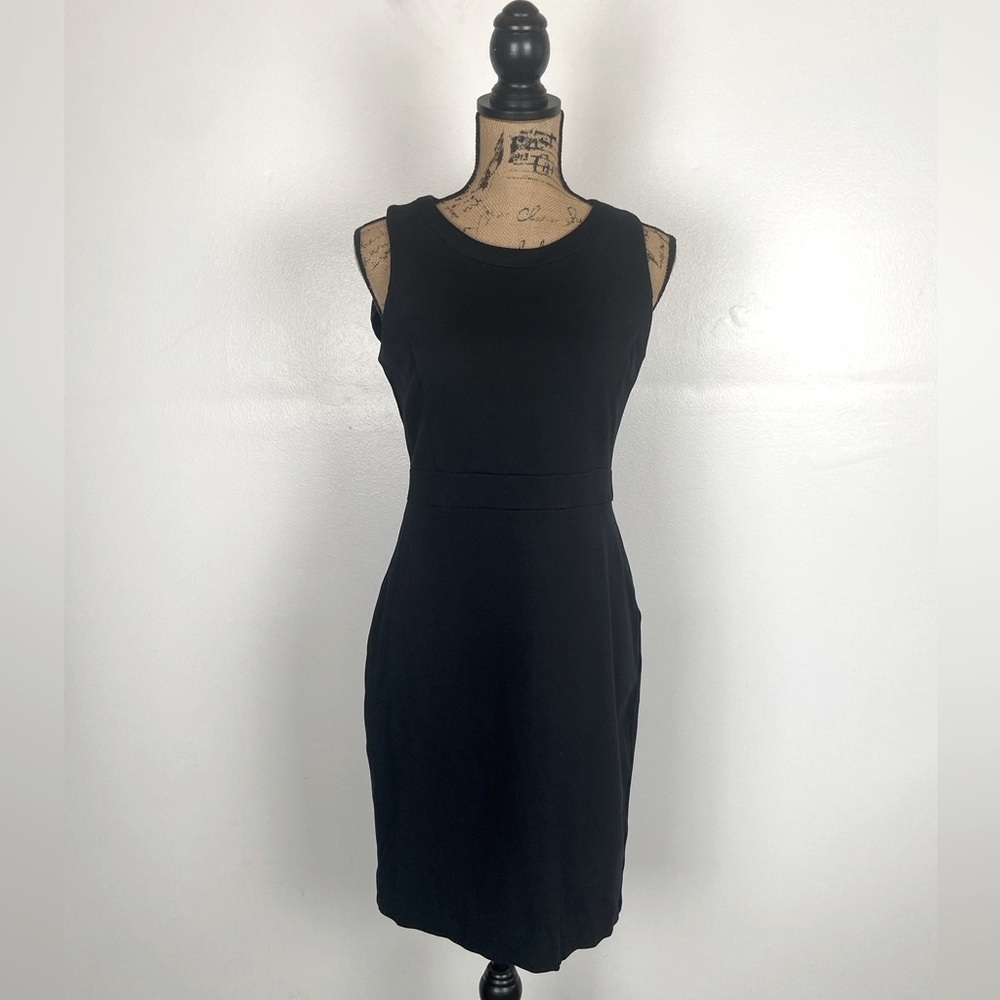 J.‎ Crew Midi Dress Size 4 Black Sleeveless Office Career Stretch Soft Knit